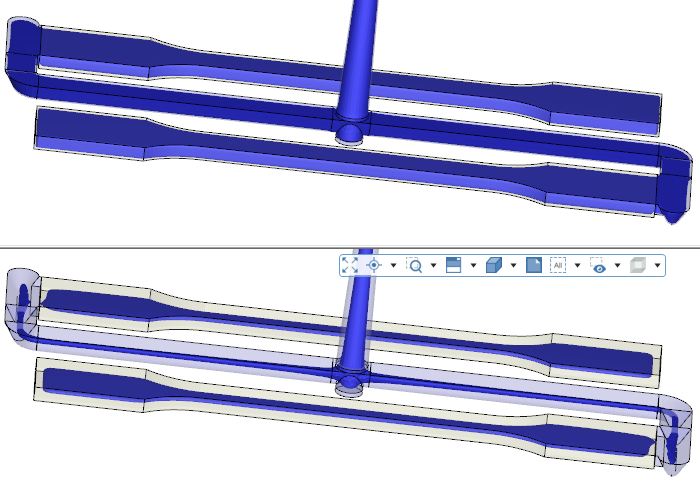 Intermediate time steps during calculations with Moldex3D